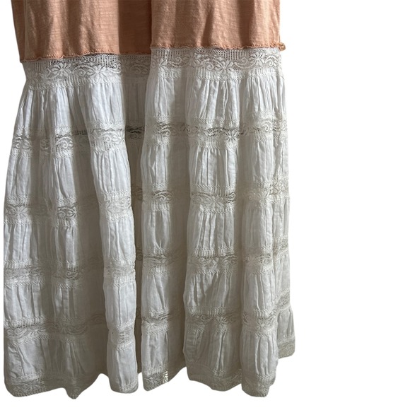 Intimately Free People Peach Sleeveless Drop Waist Lace Tiered Maxi Dress Size M - Picture 3 of 6
